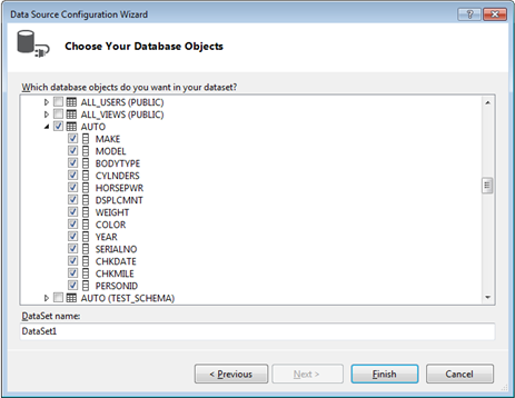 Окно Choose Your Database Objects